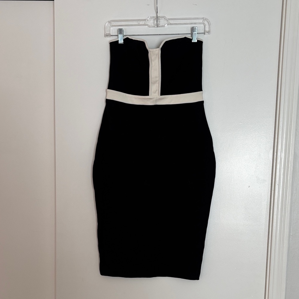 Express Black and White Strapless Dress